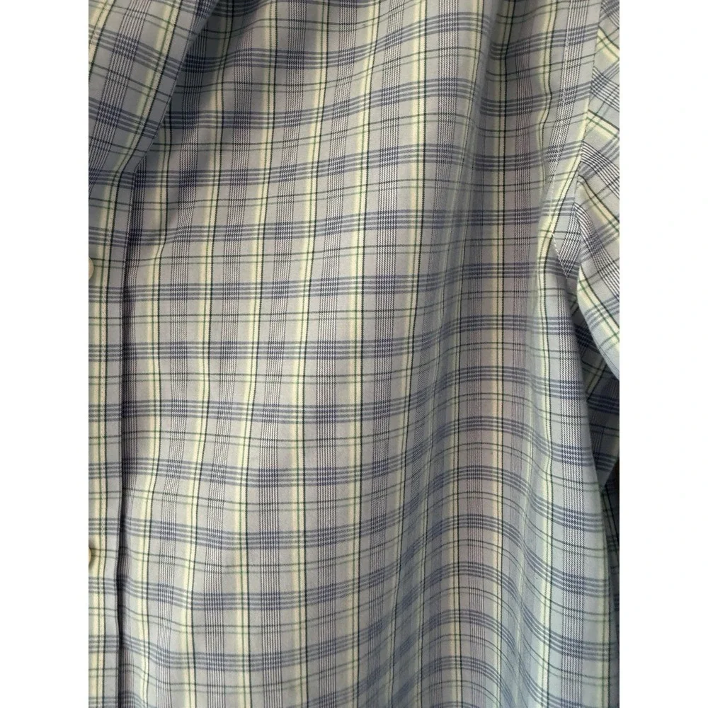 Banana Republic Mens Slim Fit Non-Iron Plaid Button Up Shirt Blue White Size M